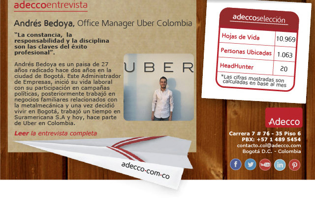 Andrés Bedoya, Office Manager Uber Colombia