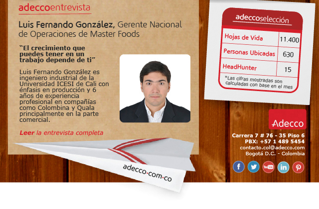 Luis Fernando González, Gerente Nacional de Operaciones de Master Foods